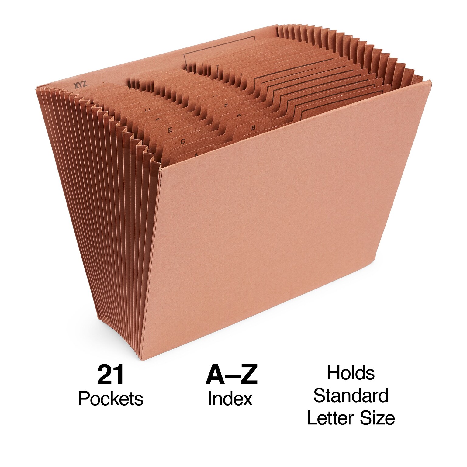 Staples® 10% Recycled Paper Stock Accordion File, Alphabetical Index, 21 Pocket, Letter, Brown (ST119099-CC)