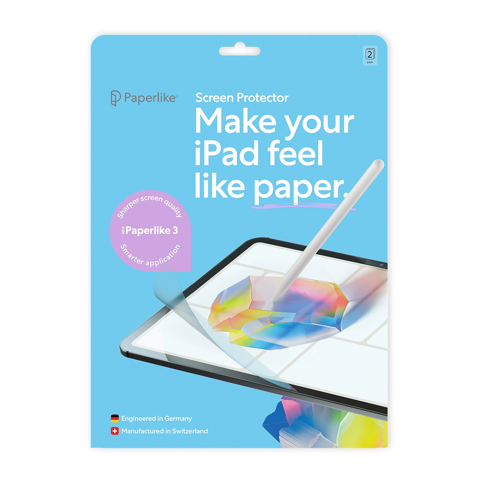Paperlike 3 Scratch-Resistant PET Screen Protector for iPad Pro 11, 2/Pack (PL3-11-24)