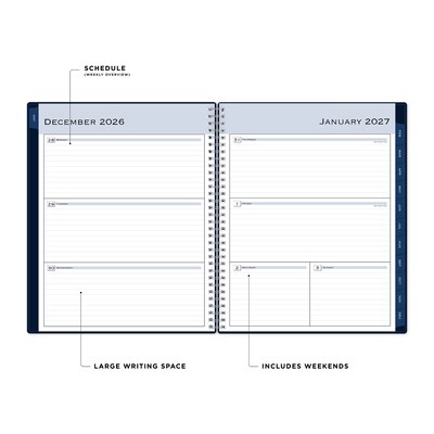 2027 Blue Sky Passages 8.5" x 11" Calendar Year Weekly & Monthly Standard Planner, Plastic Cover, Solid Navy (148659-27)