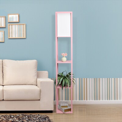 Simple Designs Etagere Organizer 62.5" Floor Lamp with Rectangular Shade, Light Pink (LF1014-LPK-CCLB)