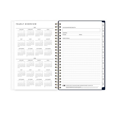 2027 Blue Sky Bespoke Letterpress Cranes and Flowers 5" x 8" Calendar Year Weekly & Monthly Standard Planner, Plastic Cover