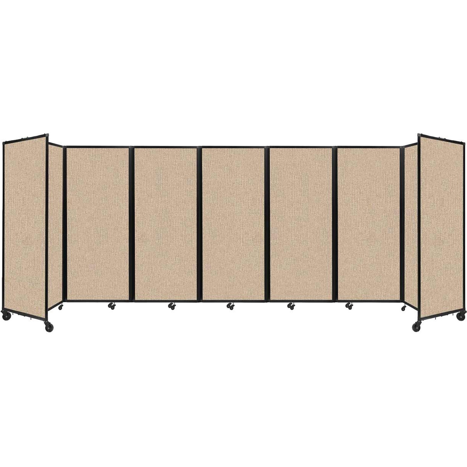 Versare The Room Divider 360 Freestanding Folding Portable Partition, 82H x 234W, Beige Fabric (1182701)