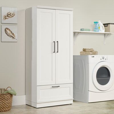 Sauder HomePlus 71"H Storage Armoire with 2 Shelves, Soft White (423144)