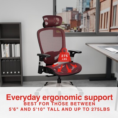 Quill Brand® Hyken Mesh Computer and Desk Chair, Red (50218)