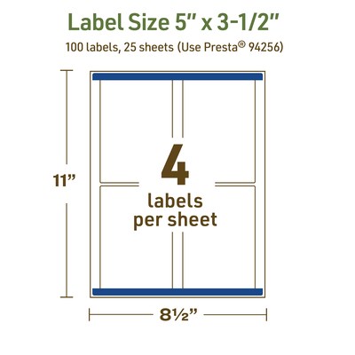 Avery Dissolvable Rectangle Multipurpose Labels, 5" x 3.5", Off-white, 100/Pack (94256)