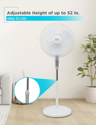 Black & Decker 18" Oscillating Pedestal Fan with Remote, 3-Speed, White (BDSF18MW)