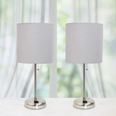 Simple Designs 19.5" LED Table Lamp, Brushed Steel/Grey, 2/Pack (LT2024-GRY-PKLB)