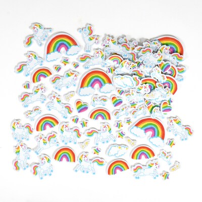Ready2Learn Foam Unicorn and Rainbow Stickers, Multicolored, 180/Pack (CE-10086)