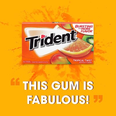 Trident Sugar Free Tropical Twist Gum, 14 Pieces/Pack, 12/Packs (VAM00502)