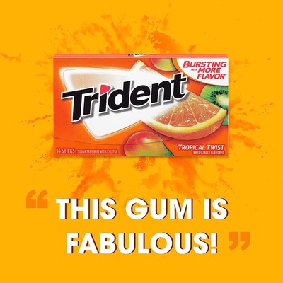 Trident Sugar Free Tropical Twist Gum, 14 Pieces/Pack, 12/Box (MOZ01110)