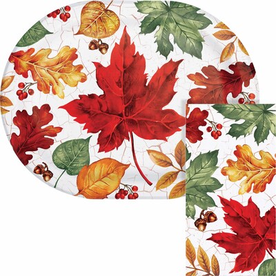 Say Hooray! Autumn Air Paper Plates and Guest Towels Kit, Multicolored, 48/Pack (DTC9387E2H)