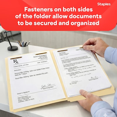 Staples® Reinforced Classification Folder, Letter Size, Manila, 50/Box (ST18357/TR18357)