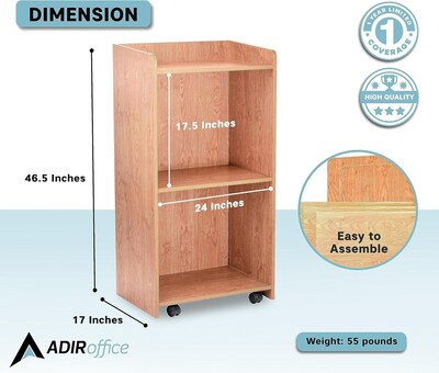 AdirOffice 46" Portable Lectern, Medium Oak (661-07-MEO)