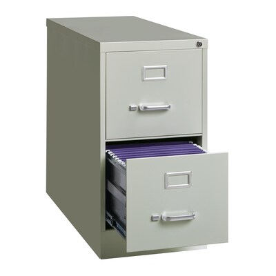Alera Two-Drawer Economy Vertical File, Letter-Size File Drawers, 15" x 26.5" x 28.37", Light Gray (ALEHVF152629LG)