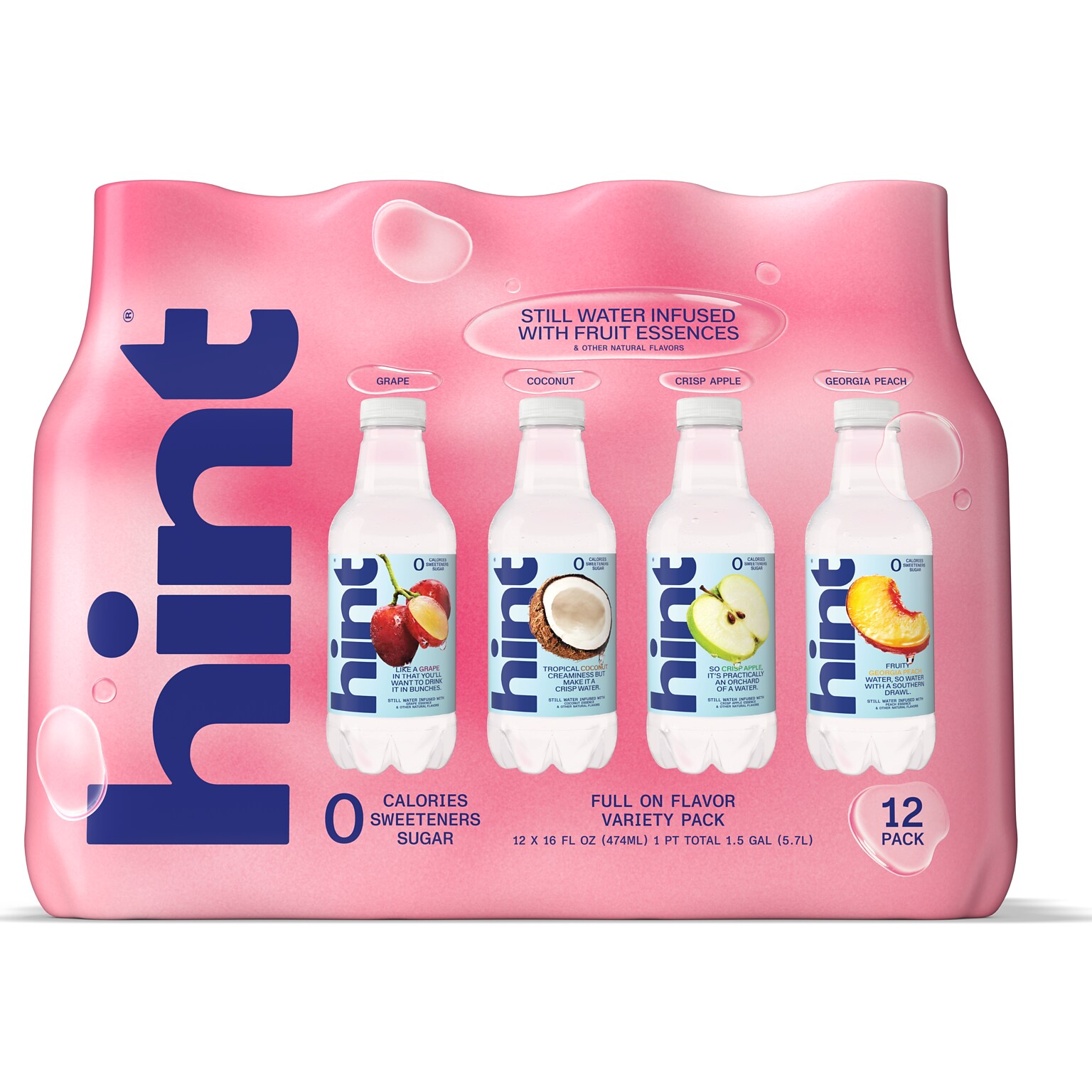 Hint Full on Flavor Water Variety Pack, 16 oz., 12 Bottles/Pack (HNT02232)