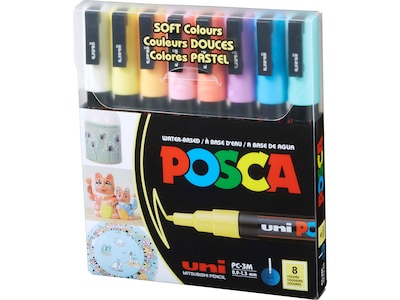 uni-ball Posca PC-3M Paint Markers, Bullet Tip, Assorted Colors, 8/Pack (PC3M8CSOFTCOLORS)