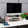 Mind Reader Monitor Stand with Paper Tray, Metal, Pink (MESHMONSTA-PNK)