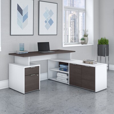 Bush Business Furniture Jamestown 60W L Shaped Desk with Drawers, Storm Gray/White (JTN021SGWHSU)