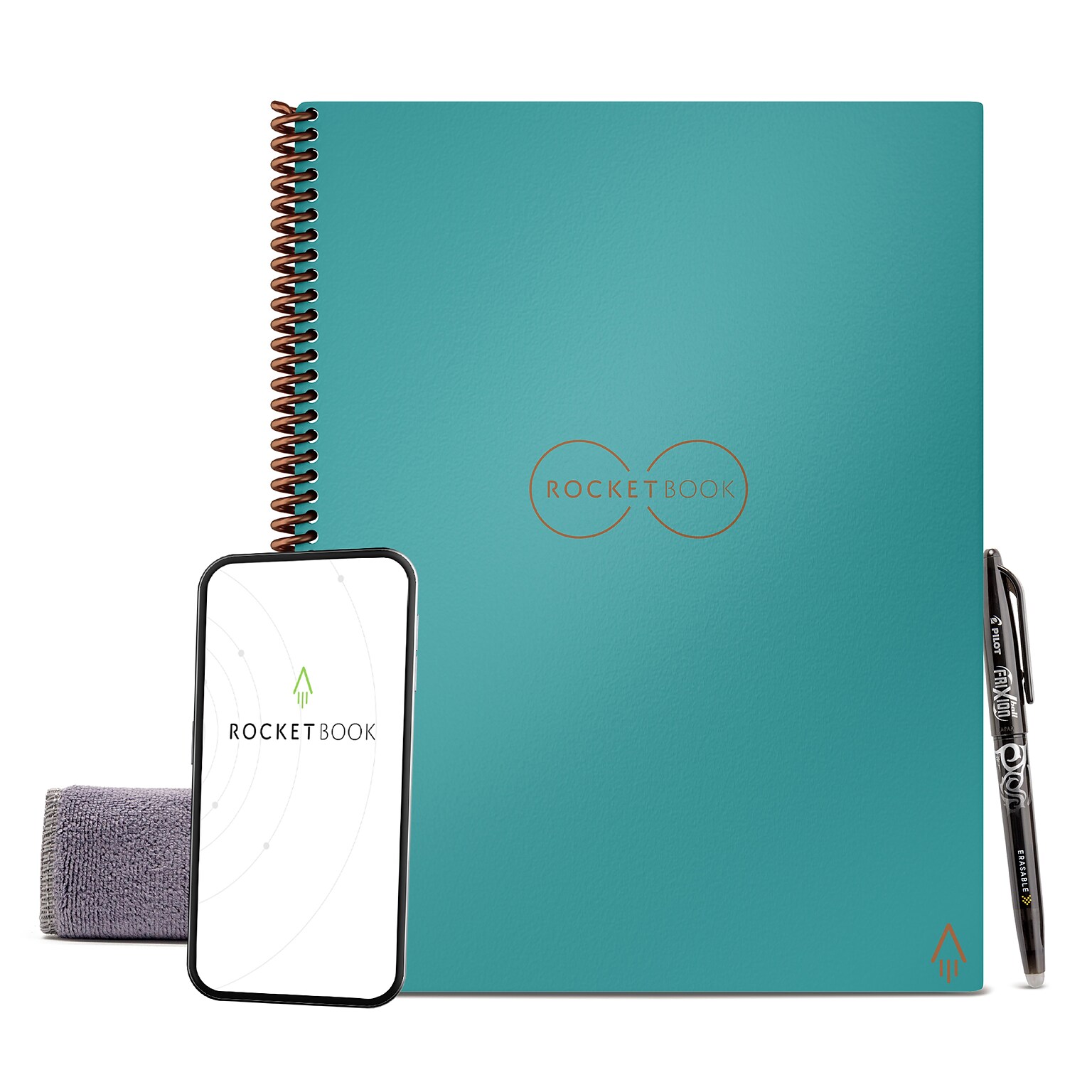 Rocketbook Core Reusable Smart Notebook, 8.5 x 11, Dot-Grid Ruled, 32 Sheets, Teal  (EVR-L-RC-CCE-FR)