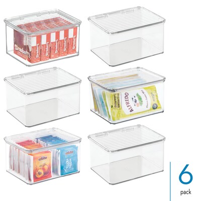 iDESIGN Hinged Lid Organizers, Clear, 6/Set (27826M6)