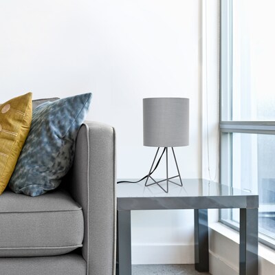 Simple Designs Down to the Wire Table Lamp Fabric Shade, Gray with Gray Shade (LT2066-GOG)