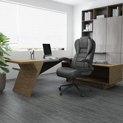 Boss Office Products Ergonomic Vinyl Swivel Executive Chair, Black (B8551-BK)