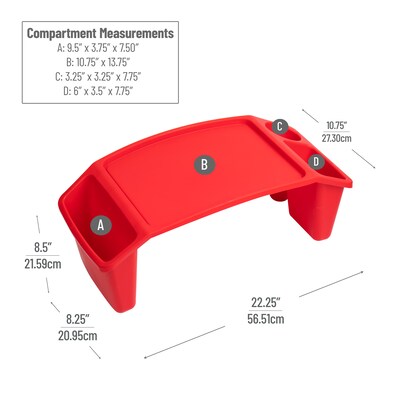 Mind Reader 10.75" x 22.25" Plastic Kids' Lap Desk Activity Tray, Red (KIDLAP-RED)