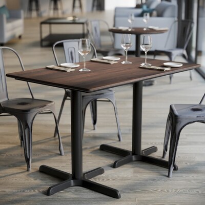 Flash Furniture Acadia Wooden Dining Table with X-Bases, 30"D x 48"W, Dark Brown/Black Base (ST3048WBRT2230)