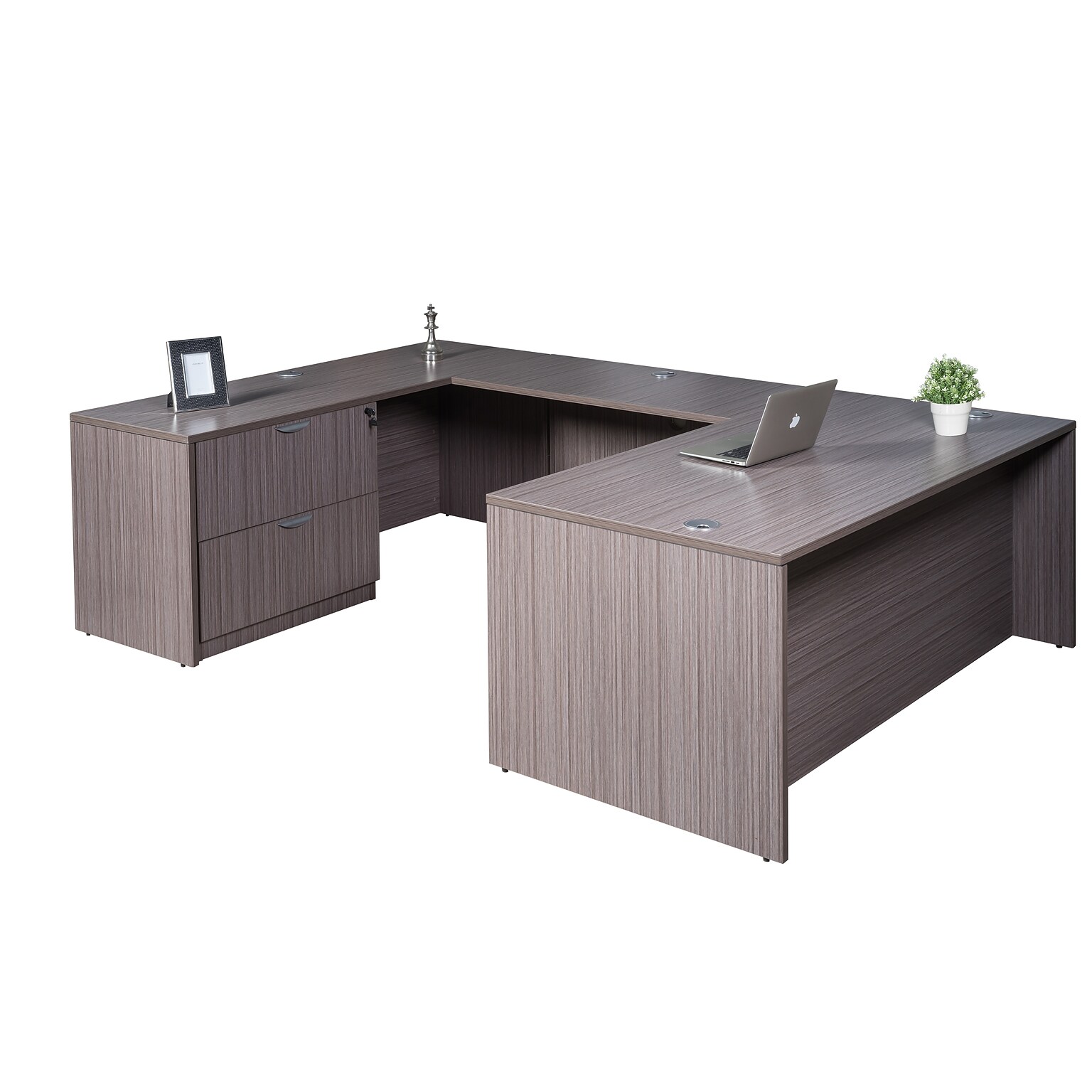 Boss Office Products 71 U-Shaped Desk with Lateral File, Driftwood (GROUPA8-DW)
