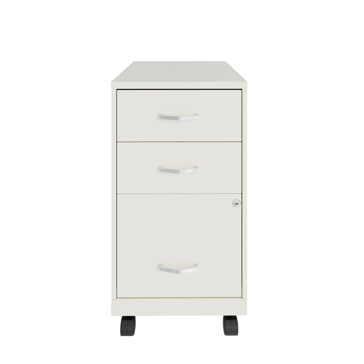 Space Solutions 18 3-Drawer Mobile Letter Width Vertical File Cabinet, Pearl White (24428)