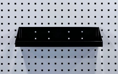 Triton Products LocHook 18" W x 6.5" D Black Steel Pegboard Shelf (56186-BLK)