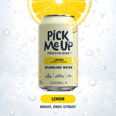 Pick Me Up Provisions™ Lemon Sparkling Water, 12 oz., 24 Cans/Carton (PM63523)