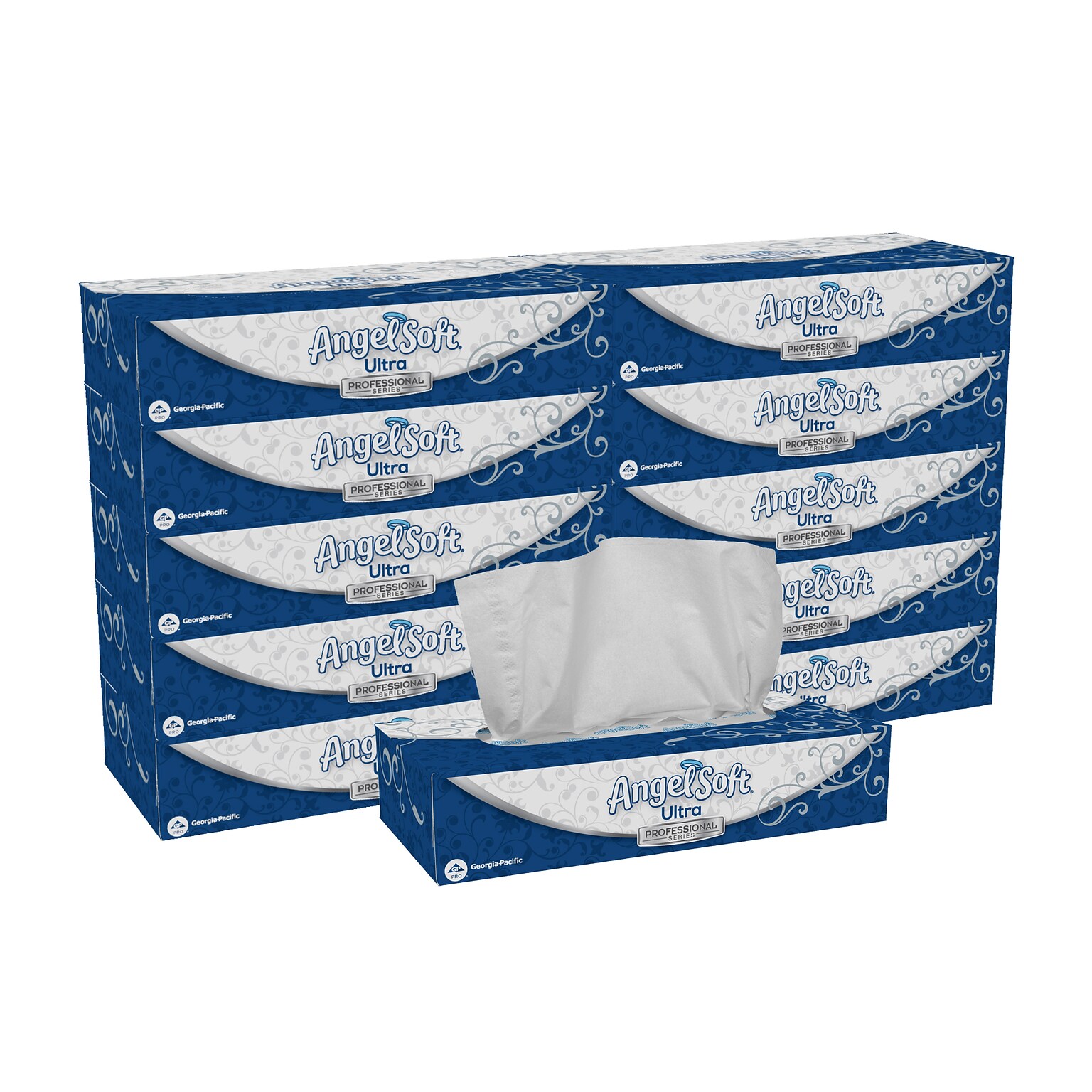Angel Soft Ultra Professional Series Facial Tissue, 2-Ply, 126 Sheets/Box, 10 Boxes/Pack (4836014)