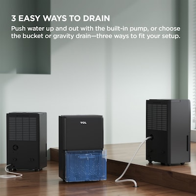 TCL 50-Pint Portable Dehumidifier, WiFi Enabled, 3-Speed, Covers up to 4500 sq. ft., Black (T50DC9SPB)