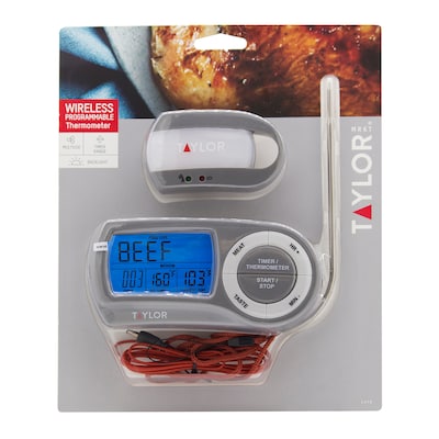 Taylor Precision Products Wireless Plastic Thermometer, Gray (1479)