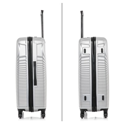 DUKAP INCEPTION 3-Piece Hardside Spinner Carry-On Luggage Set, TSA Checkpoint Friendly, Silver (DKINCSML-SIL)