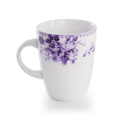 Elama Traditional Rose Stoneware Dinnerware Set, Purple, 16 Piece (935121712M)