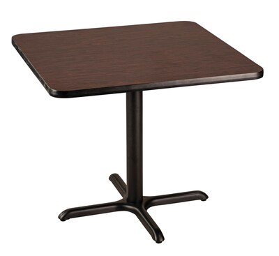 NPS CT Series 36" Square 30" Height Cafe Table, X Base, Black Frame/Mahogany Top (CT33636XDPBTMMY)