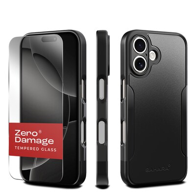 SaharaCase Scorpion MagSafe Case for iPhone 16 Plus with Glass Screen Protector, Shock Absorbing, Scorpion Black (CP00659)