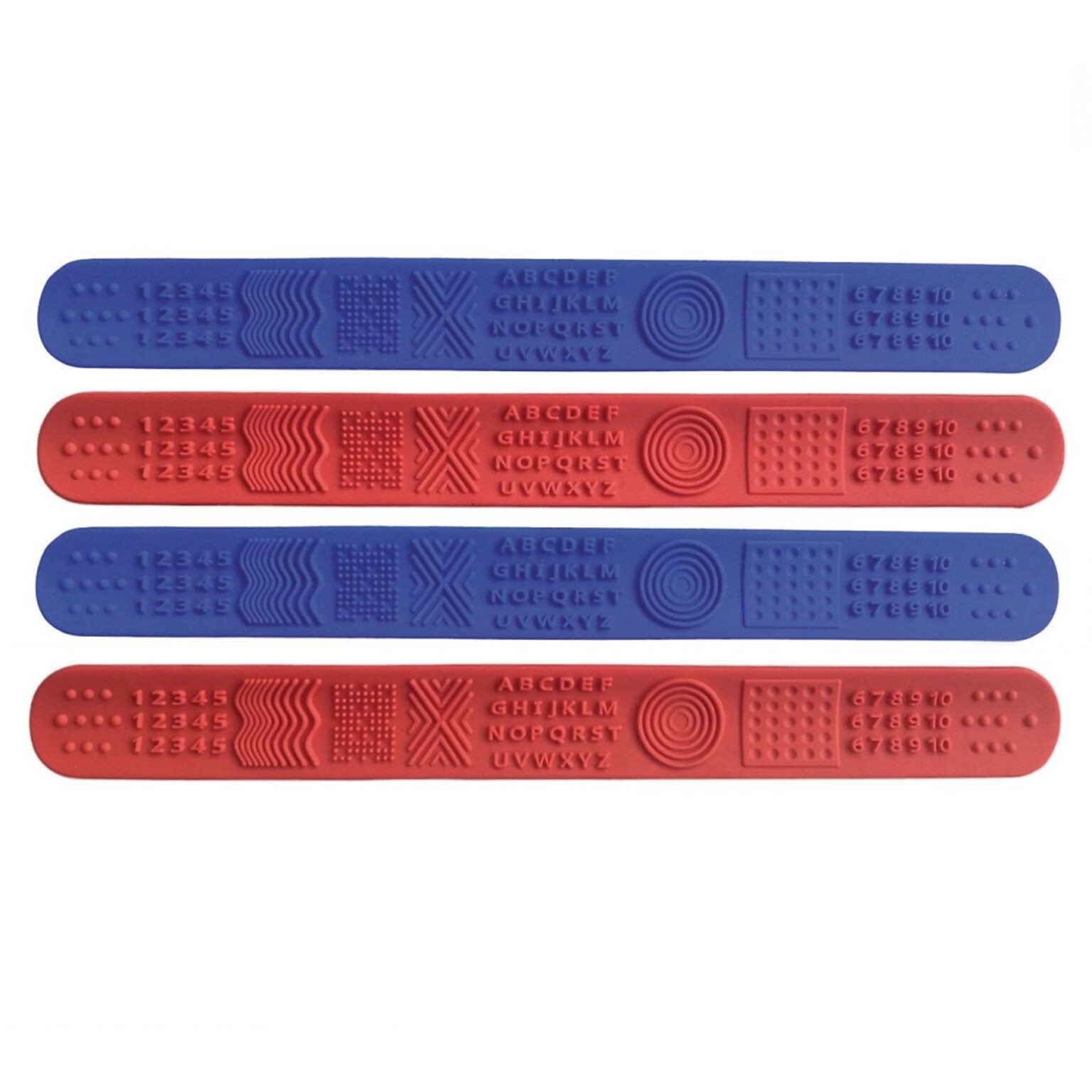S&S Sensory Silicone Rubber Textured Fidget Slap Bracelets, Assorted Colors, 4/Pack (20154)