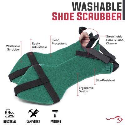 BISON LIFE Washable Scrubber Shoe Cover, Adult, Green, 6/Pack (BPES-WSG-1G-6)