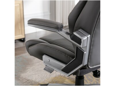 La-Z-Boy Meyer Ergonomic Bonded Leather Swivel Executive Chair, Gray (60082-GRY)