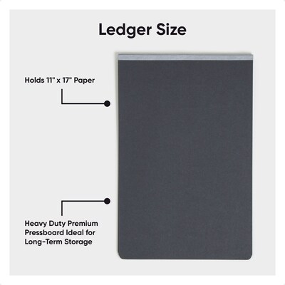 Smead Premium Pressboard 2-Prong Report Cover, Ledger Size, Black, 10/Box (81179)