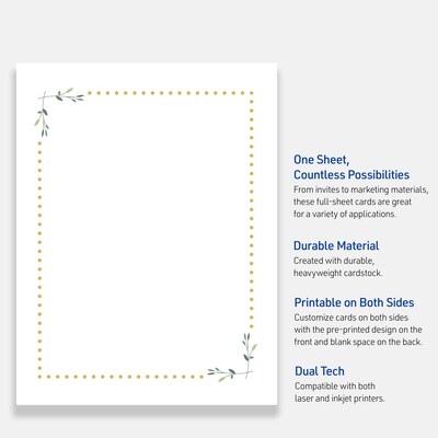 Avery Gold Dots with Green Florals Matte Blank Card, White, 10/Pack (S00-DPH)
