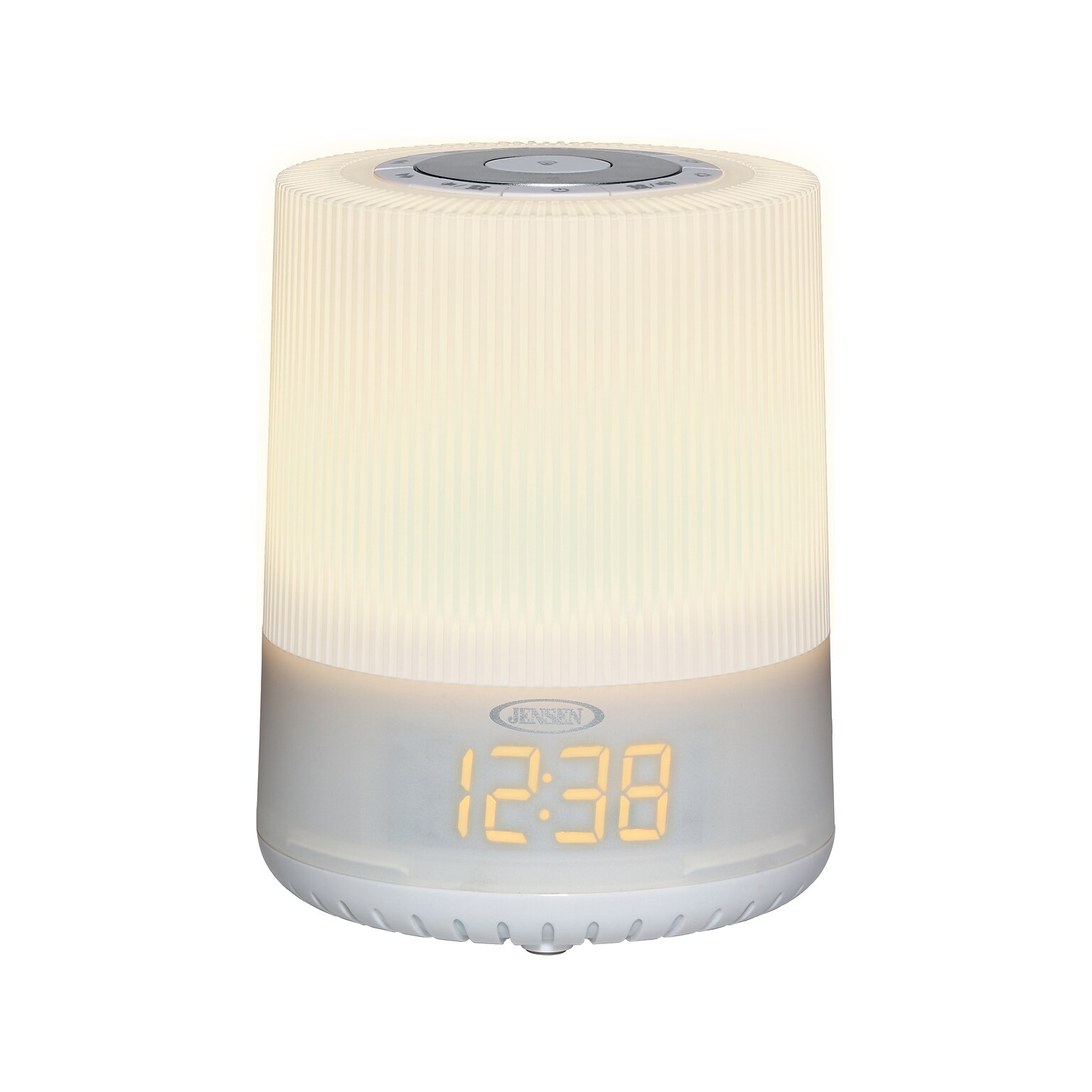 Jensen Mood Lamp Digital Dual Alarm Clock Radio, White (JCR-360)