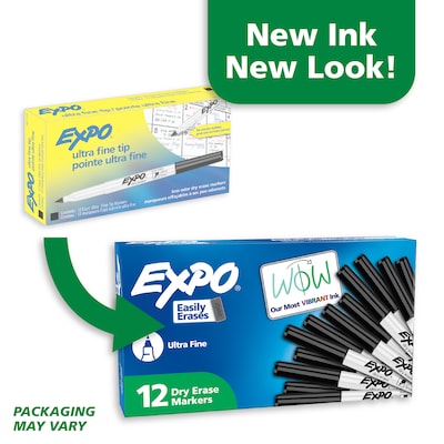 Expo Dry Erase Markers, Ultra Fine Tip, Black, 12/Pack (1871131)