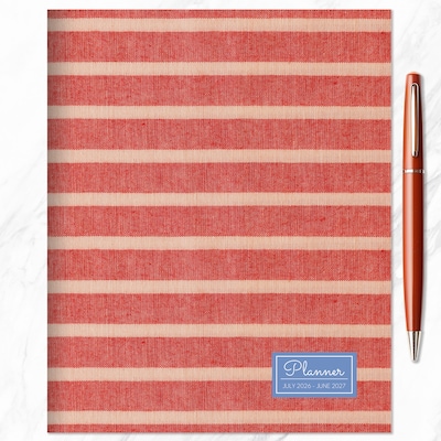 2026-2027 TF Publishing Red Stripe 6.5” x 8” Academic Monthly Planner, Paperboard Cover (AY27-4204)
