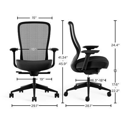 Union & Scale™ Workplace2.0™ Ayalon Ergonomic Fabric Swivel Task Chair, Black (UN51505)