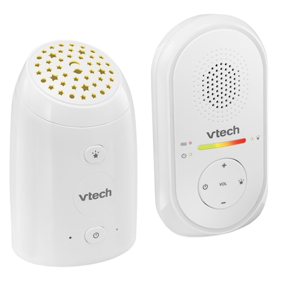 VTech DECT 6.0 Digital Audio Baby Monitor with Glow-on-Ceiling Night-Light & 1 Parent Unit, White (TM8112)