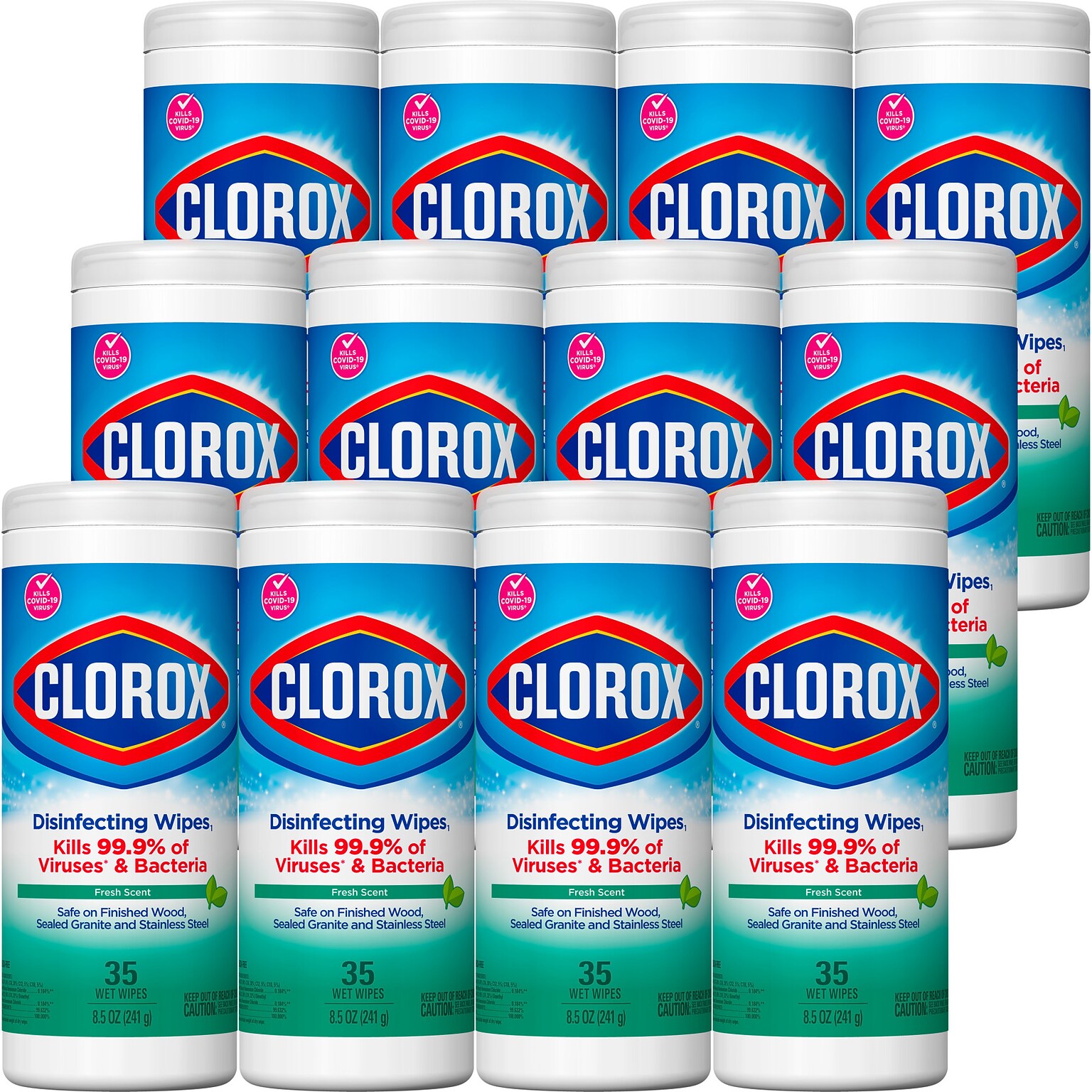Clorox Disinfecting Wipes, Bleach Free Cleaning Wipes, Fresh Scent, 35/Pack, 12/Carton (01593)